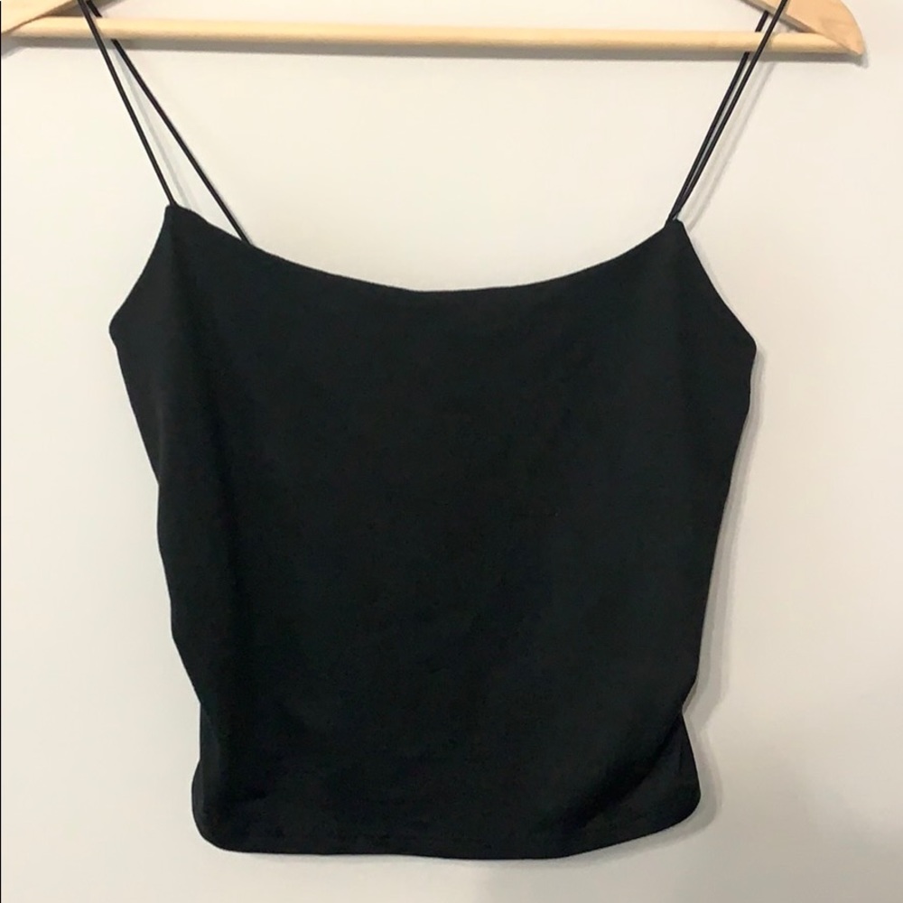 cropped black tank top